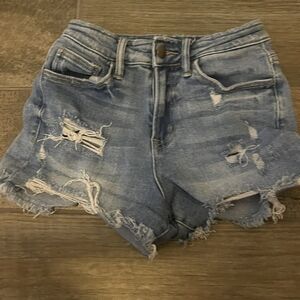 Altar'd State Light Blue Distressed Jean Shorts